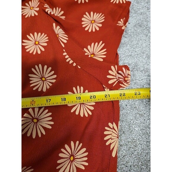 Madewell Ruffle-Edge Wrap Midi Dress Floral Daisy Daydream Orange Clay Size XL - Picture 8 of 10